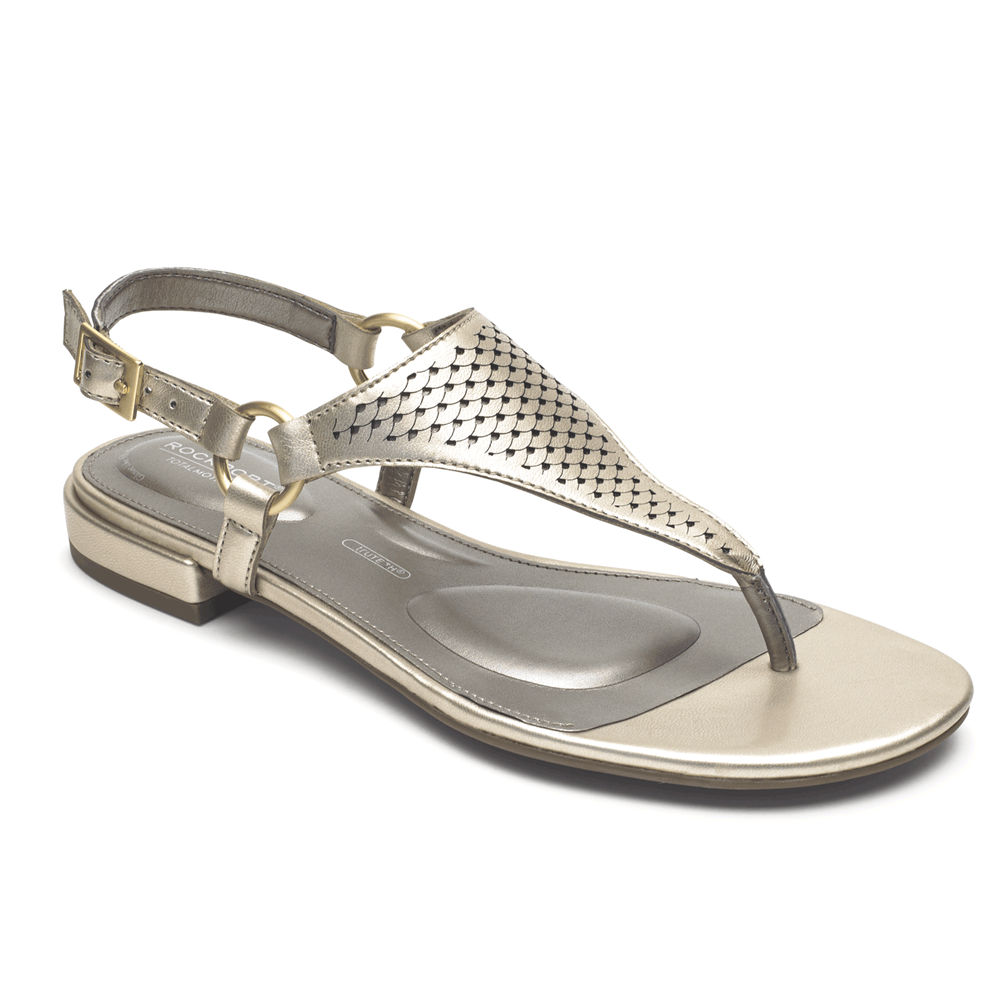 Sandálias Rockport Mulher Douradas - Total Motion Zosia Thong - 02741DORZ